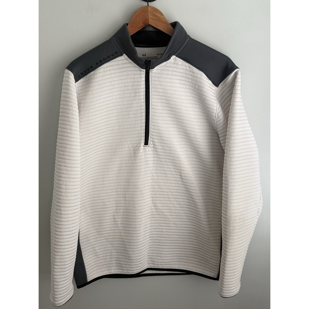 Under Armour Mens Storm Daytona Half Zip Golf Pullover White Gray L